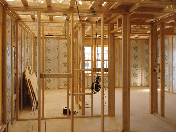 Timber stud walls are used for the internal partitions