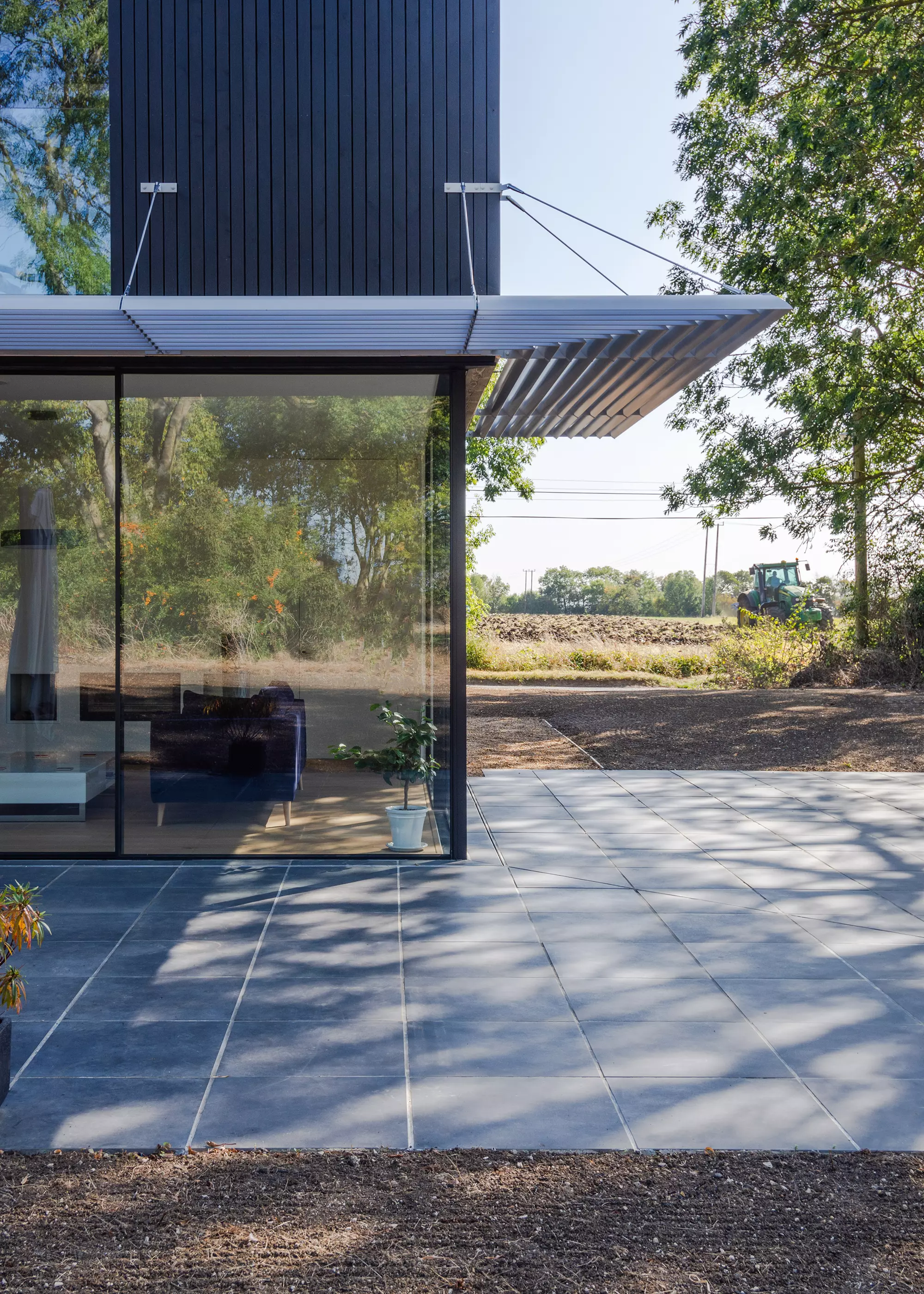 aluminium brise soleil shading over living space and patio area