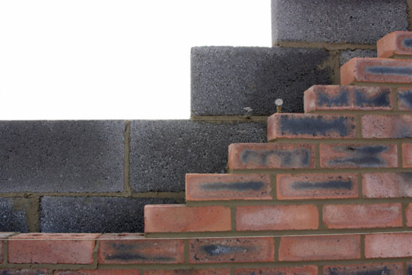 Wall of bricks and blocks