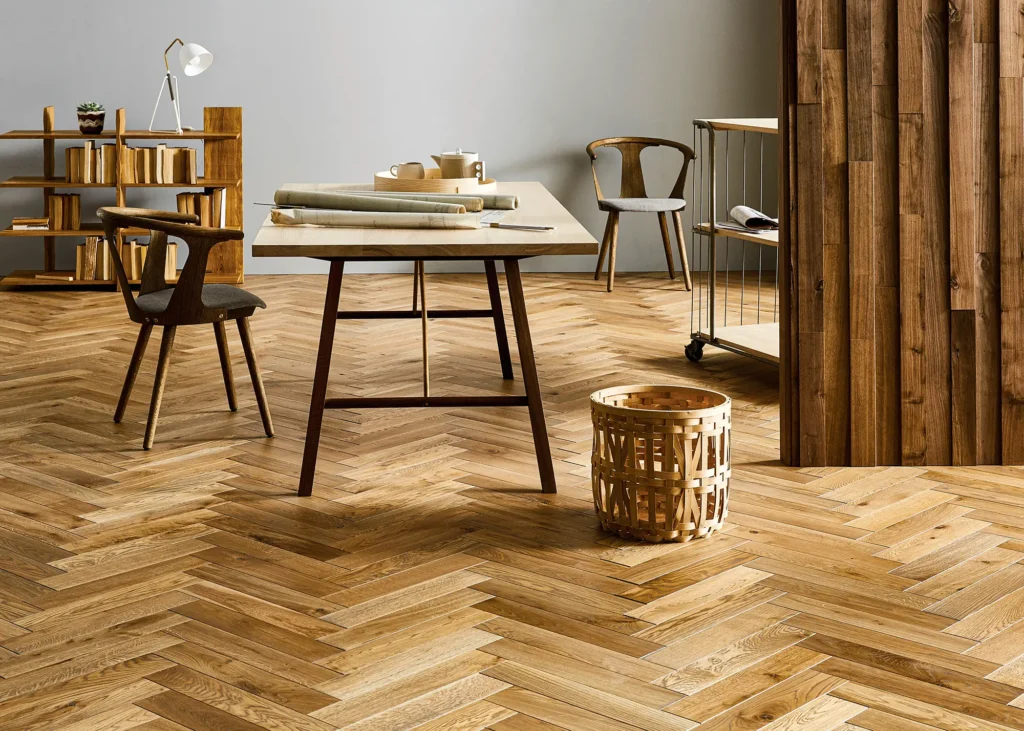 Herringbone wood flooring