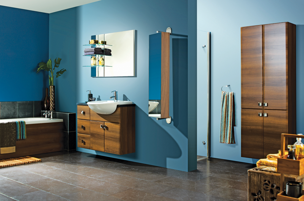 Walnut bathroom by Shades