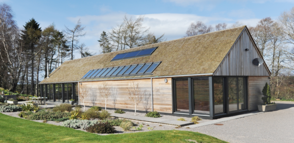 Open plan home with solar thermal panels