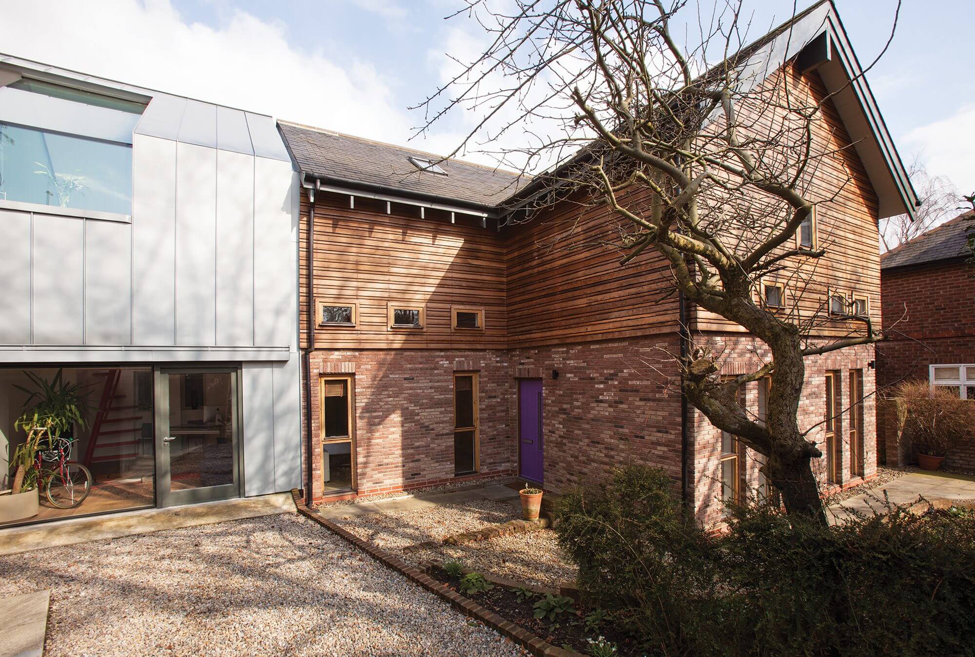 Metal clad two-storey extension