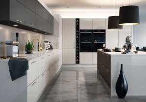 Kitchen with a white and grey palette