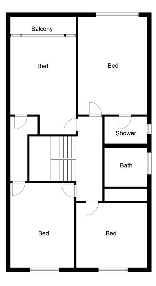 UK house plans - first floor of a four bedroom bungalow renovation