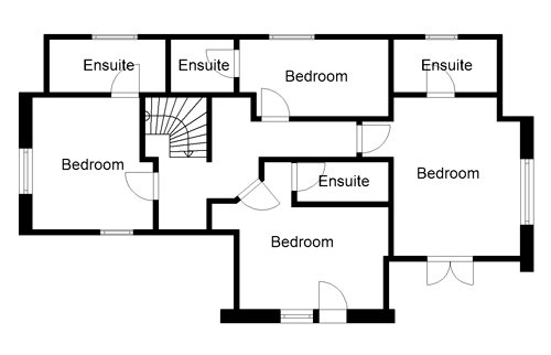 First floor house plan - coastal four bedroom home in Cornwall