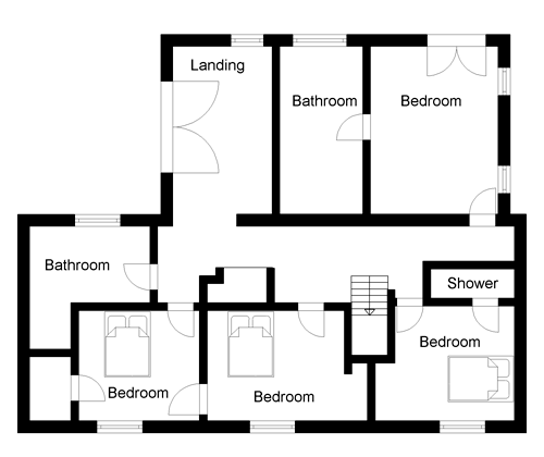 First floor house plans for a four bedroom Cornish farmhouse