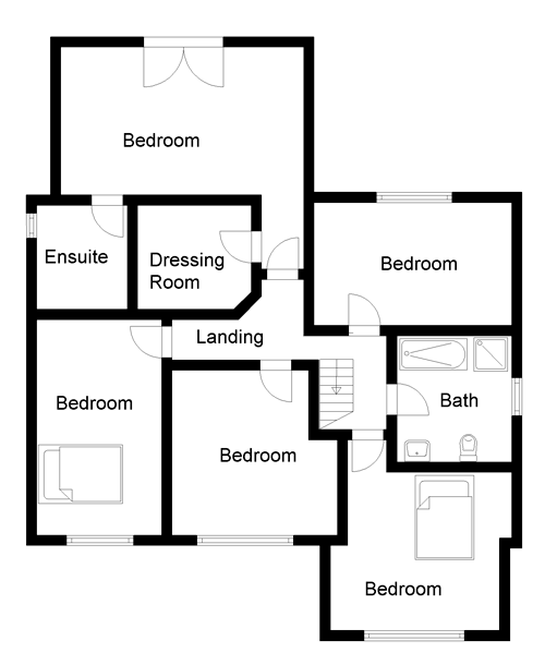 Five-bedroom house plans first floor