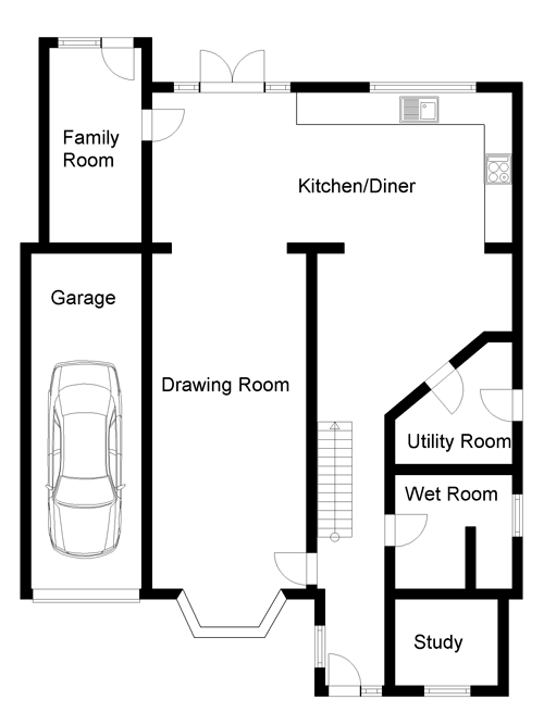 Five-bedroom family home house plans