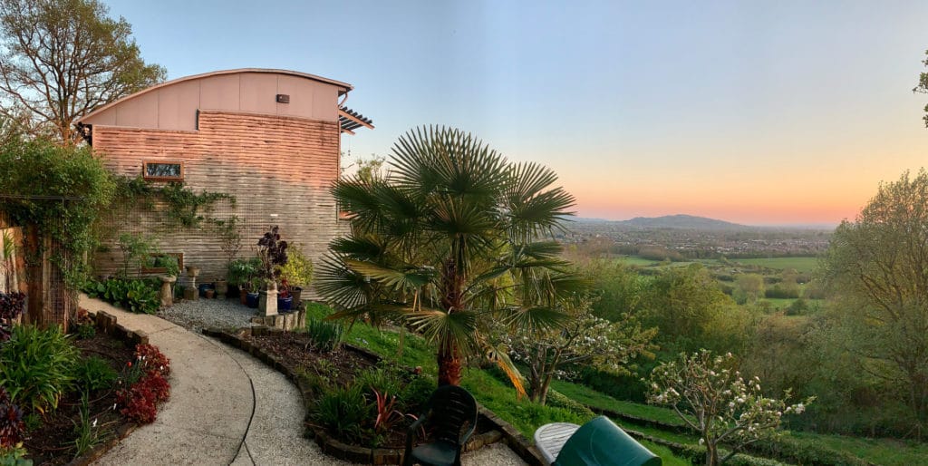 Self build home at sunset