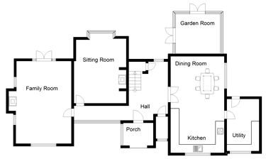 Four bedroom uk house plans - ground floor