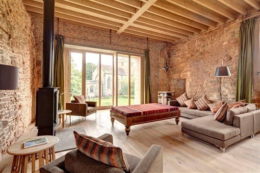 The contemporary yet rustic-themed interiors at Astley Castle