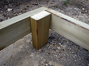 Raise the deck frame with timber blocks