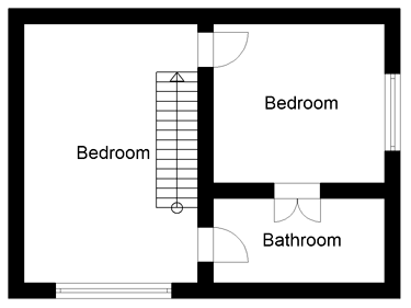 Two bedroom uk house plans - first floor
