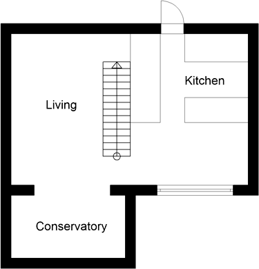 Two bedroom uk house plans - ground floor