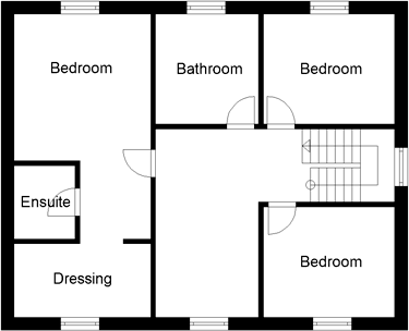 Three bedroom uk house plans - first floor