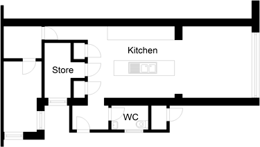 Three bedroom UK extension house plans - ground floor kitchen diner