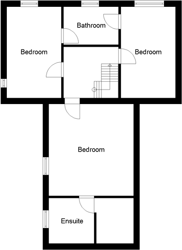 Three bedroom uk house plans - first floor