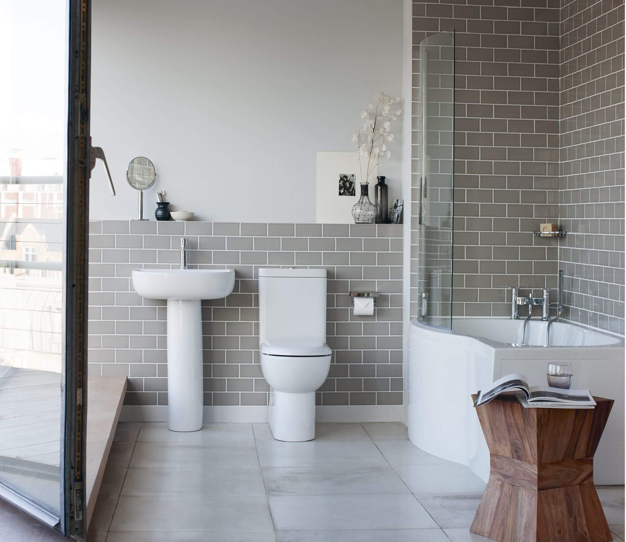 Bathroom with wall tiles