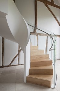 Helical staircase with outer glass balustrade from E-Stairs