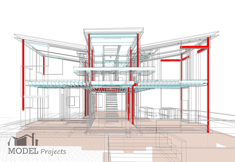 3D drawing of modern home