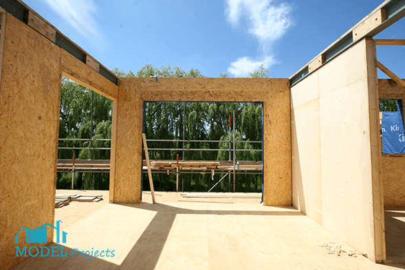 The timber frame being erected