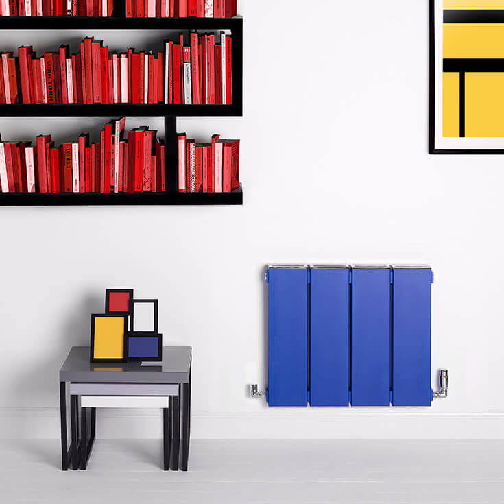 Blok radiator, shown here in traffic blue, by Bisque