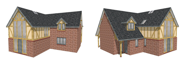3d renders of oak frame house