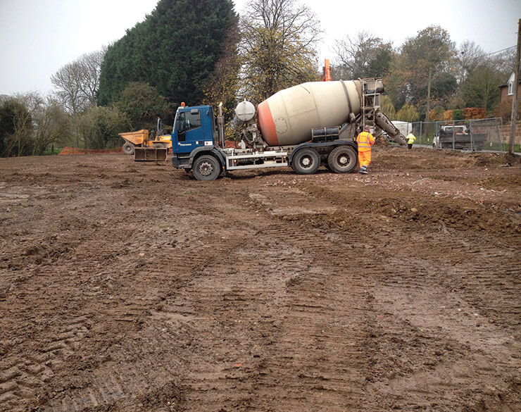 concrete lorry on building site