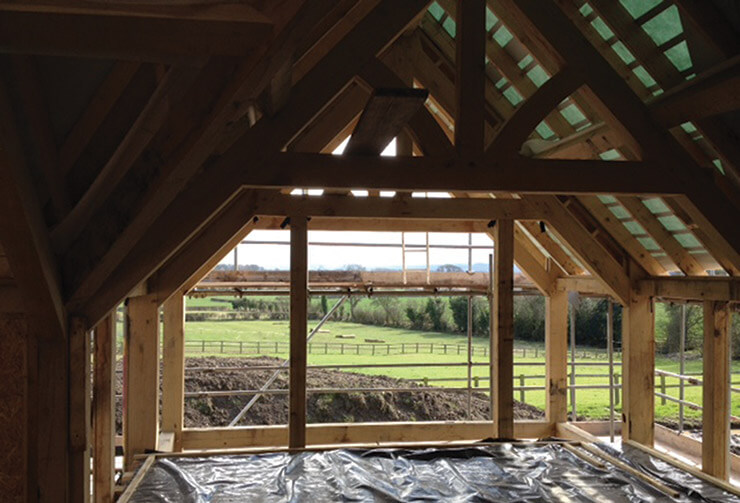 oak frame interior in progress