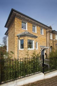 Timber frame prefab home in the city