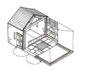 threshing barn drawing