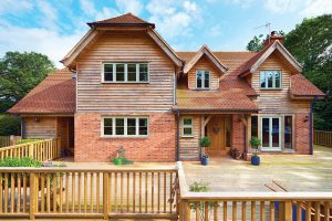 Traditional oak frame and brick home