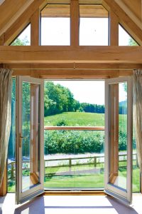 Traditional oak frame and brick home