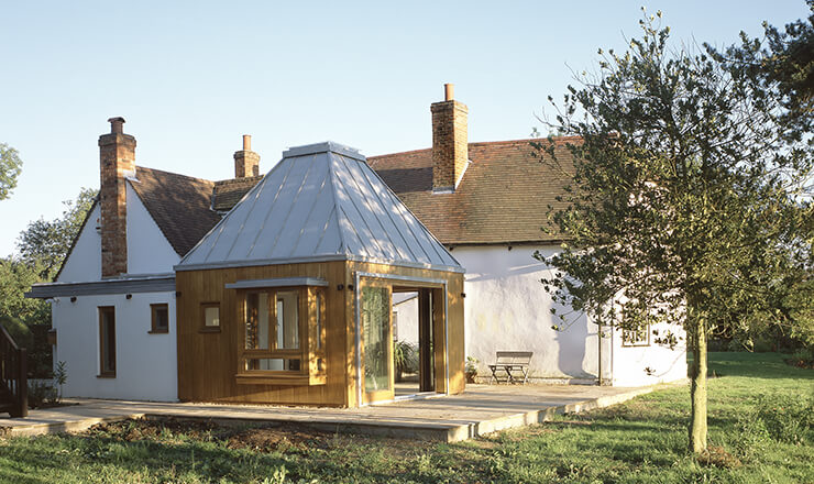 contemporary oak and stainless steel extension