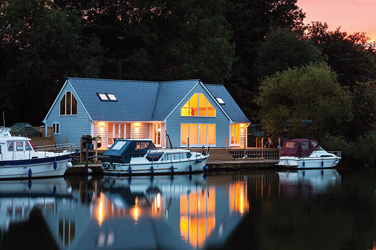 fibre-cement clad riverside home