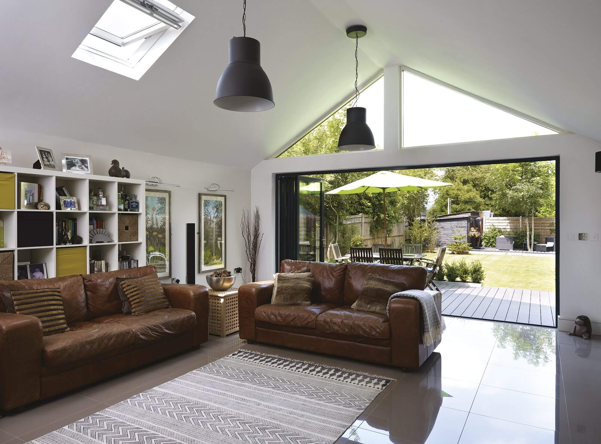 bifold doors and glazed gable in living room