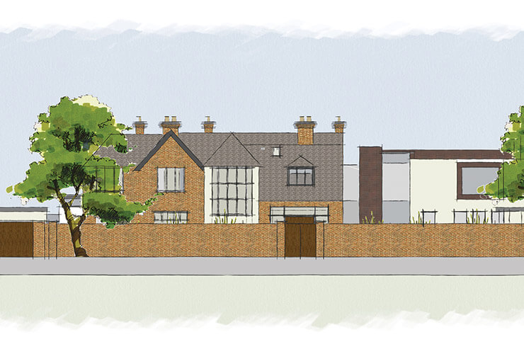 sketch of contemporary self build home