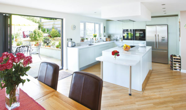 A kitchen after underfloor heating installation