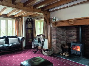 Classic living room with wood burning stove
