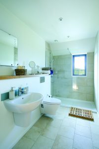 Bright white simple bathroom