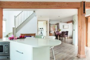 Bright kitchen with oak beams