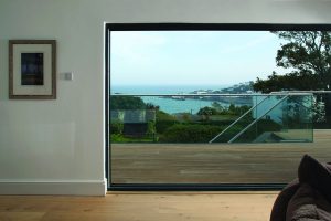 Panoramic window in living room