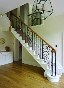 Classic staircase with wooden banister