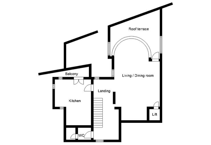 Contemporary Art Deco home first floor plans