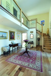 Bright reception room with wood floor