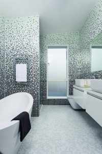 Simple modern bathroom with standalone bath