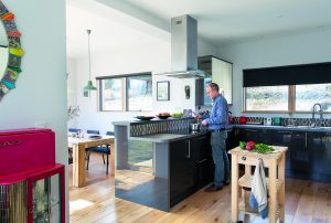 Open plan kitchen with island