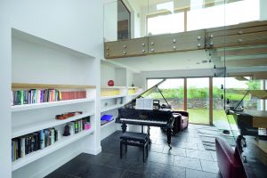 Large living space with grand piano