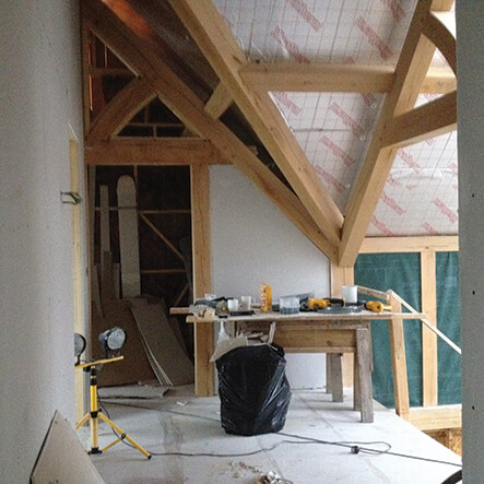 oak frame with plasterboarding